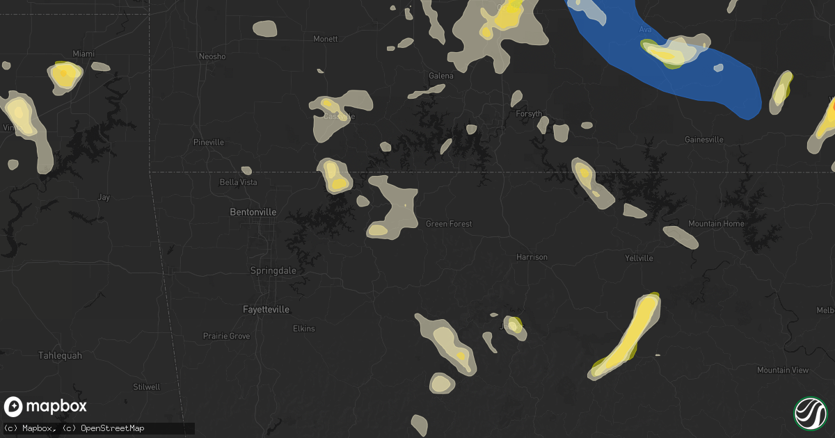Hail map in Berryville, AR on August 6, 2026
