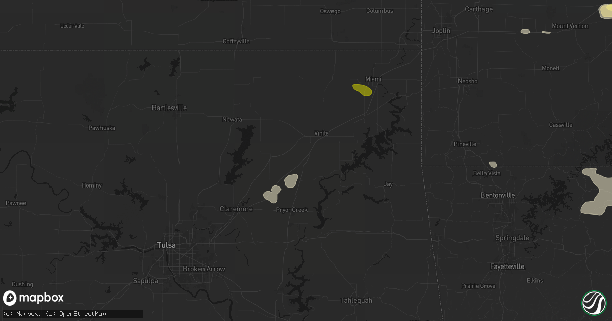 Hail map in Big Cabin, OK on August 6, 2026