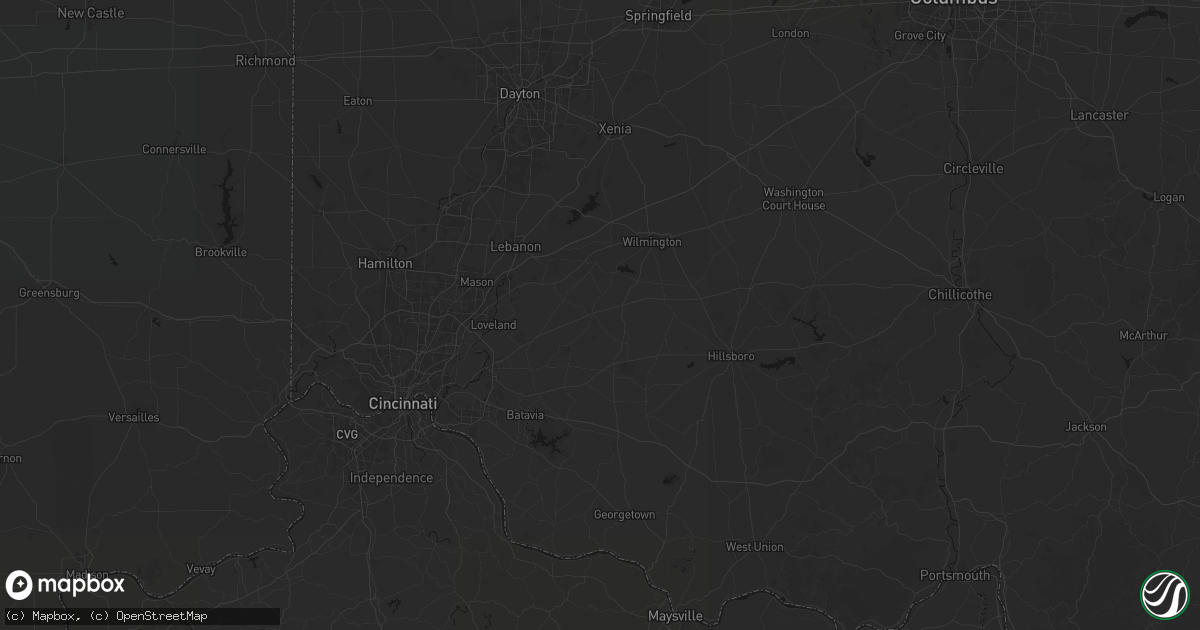 Hail map in Blanchester, OH on August 6, 2026