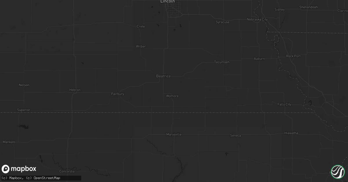 Hail map in Blue Springs, NE on August 6, 2026