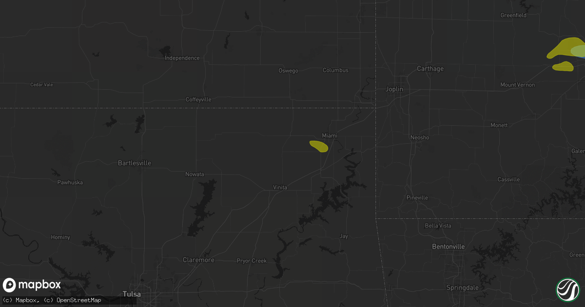Hail map in Bluejacket, OK on August 6, 2026