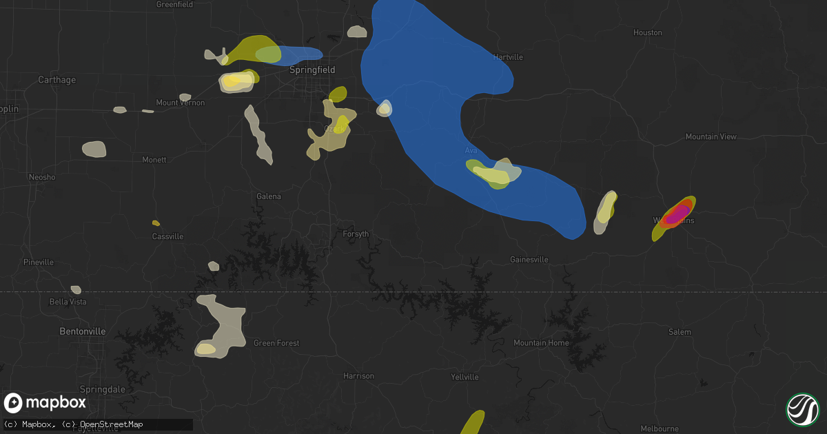 Hail map in Bradleyville, MO on August 6, 2026
