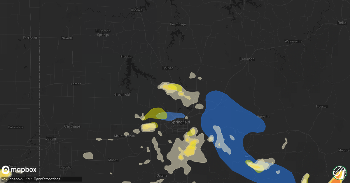 Hail map in Brighton, MO on August 6, 2026