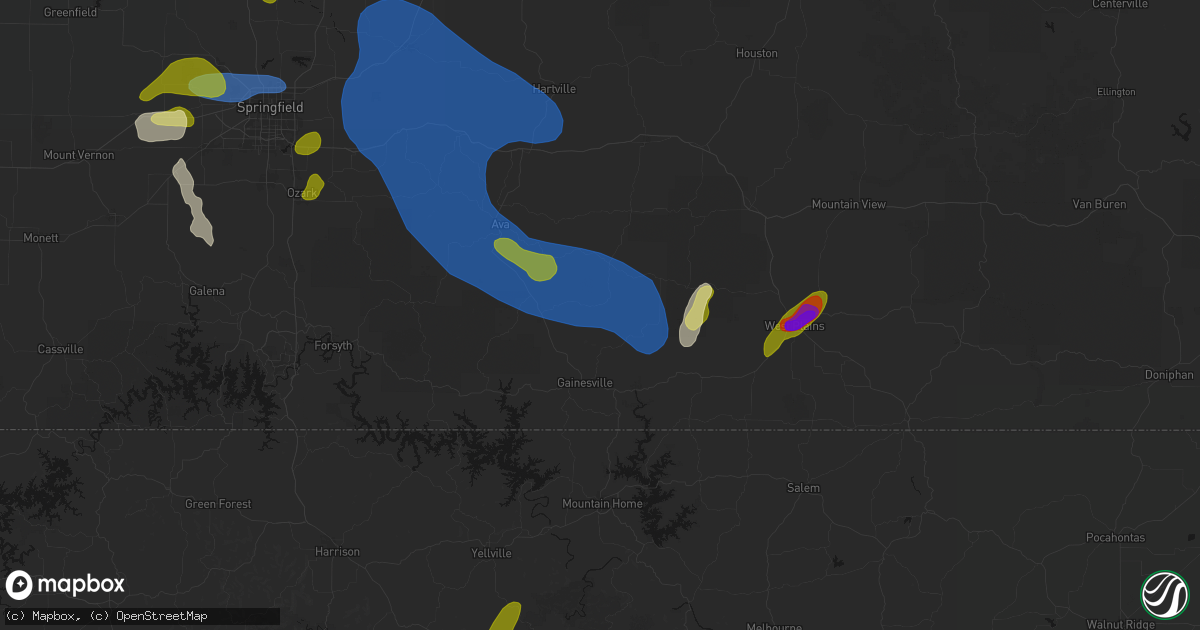 Hail map in Brixey, MO on August 6, 2026
