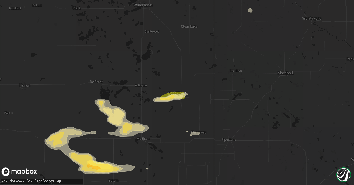 Hail map in Brookings, SD on August 6, 2026