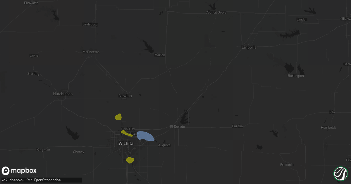 Hail map in Burns, KS on August 6, 2026