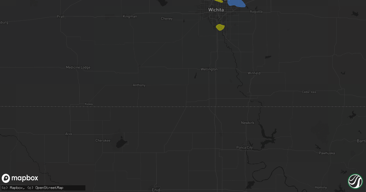 Hail map in Caldwell, KS on August 6, 2026