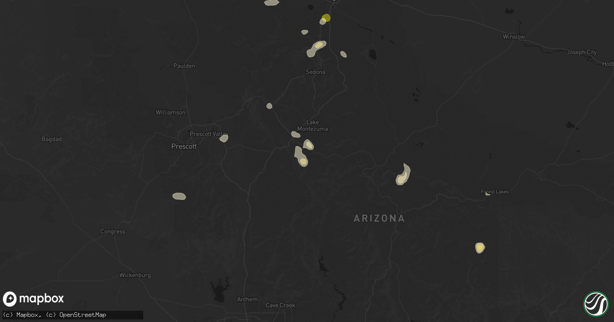 Hail map in Camp Verde, AZ on August 6, 2026