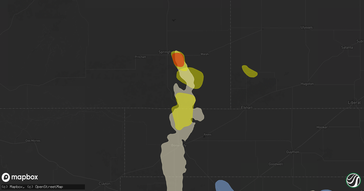 Hail map in Campo, CO on August 6, 2026