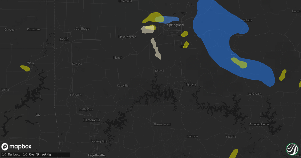 Hail map in Cape Fair, MO on August 6, 2026