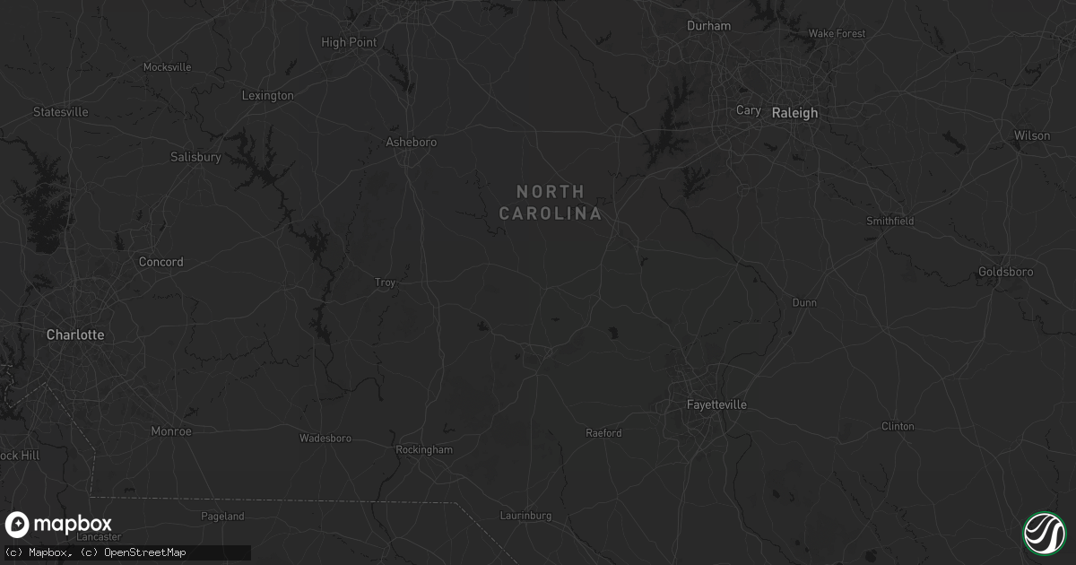 Hail map in Carthage, NC on August 6, 2026