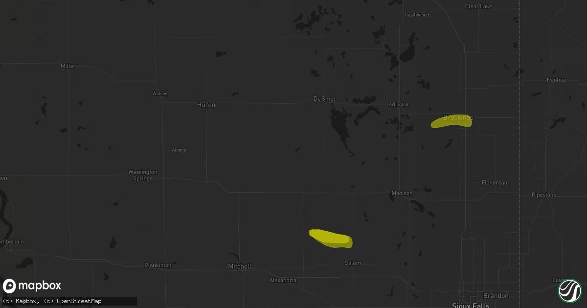 Hail map in Carthage, SD on August 6, 2026