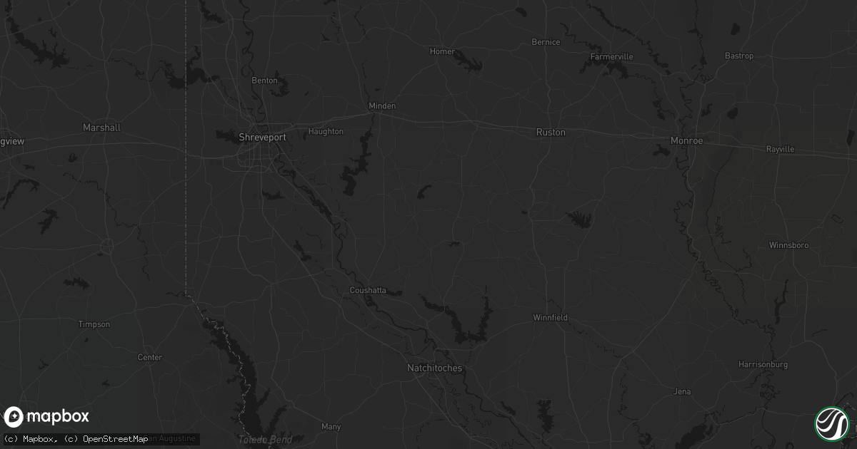 Hail map in Castor, LA on August 6, 2026
