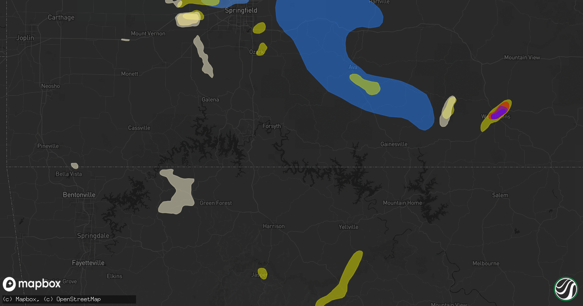 Hail map in Cedarcreek, MO on August 6, 2026