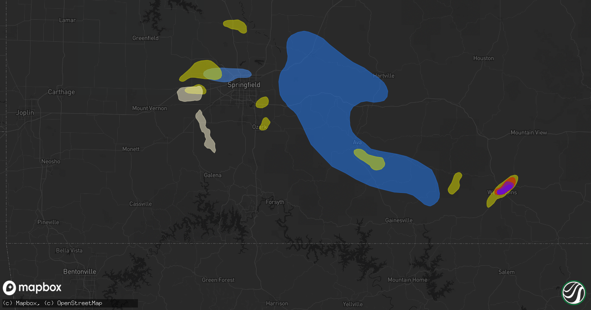Hail map in Chadwick, MO on August 6, 2026