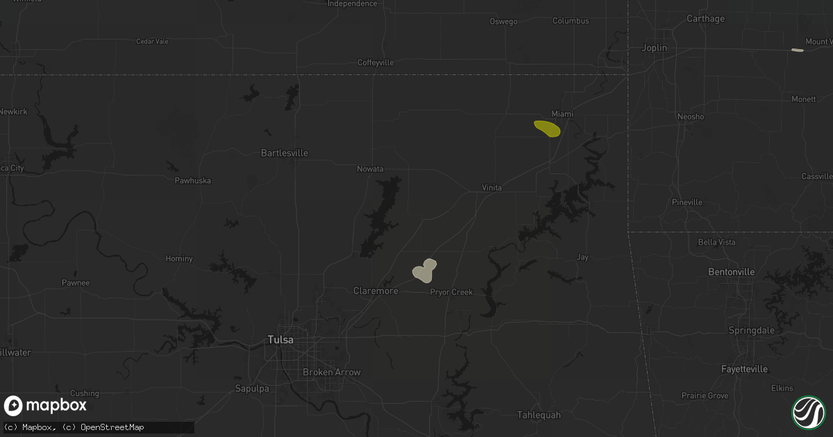 Hail map in Chelsea, OK on August 6, 2026