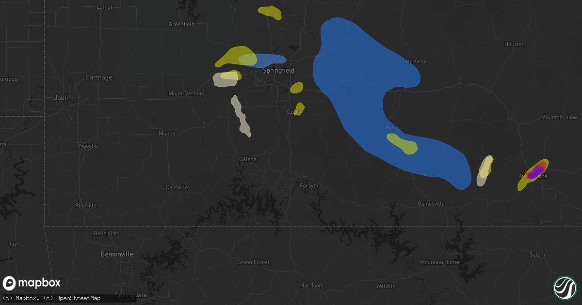 Hail map in Chestnutridge, MO on August 6, 2026