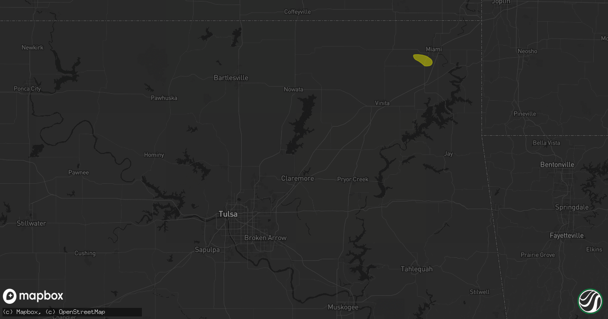 Hail map in Claremore, OK on August 6, 2026