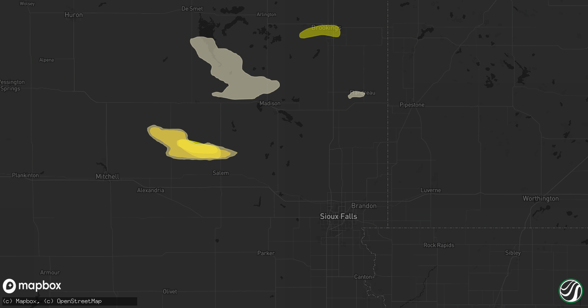 Hail map in Colton, SD on August 6, 2026