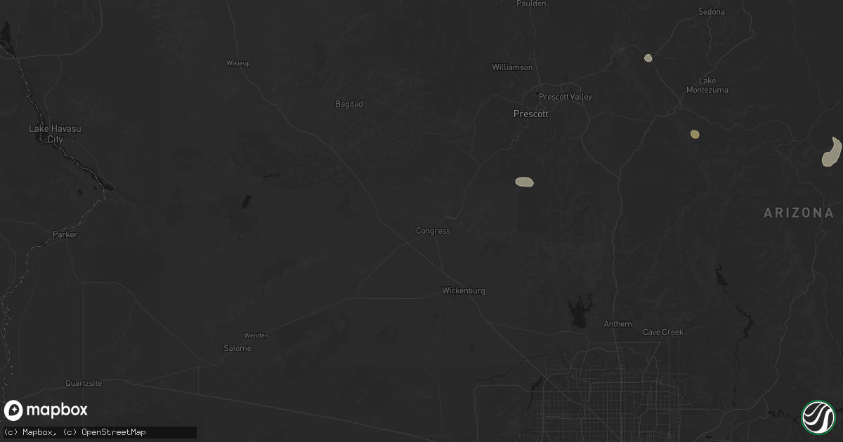 Hail map in Congress, AZ on August 6, 2026