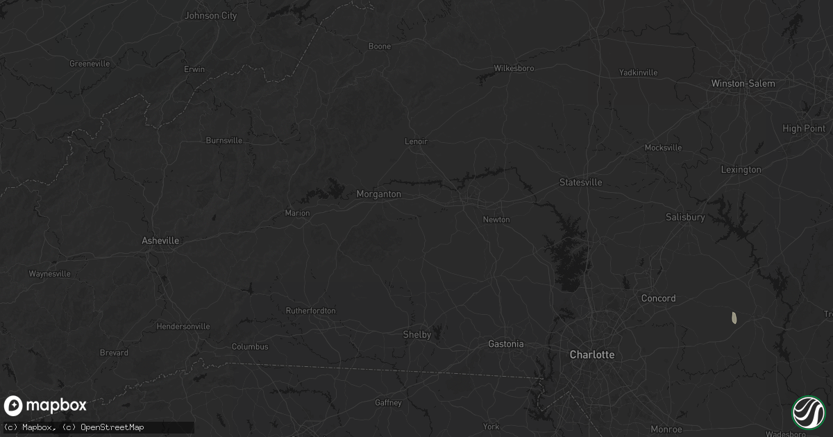 Hail map in Connelly Springs, NC on August 6, 2026