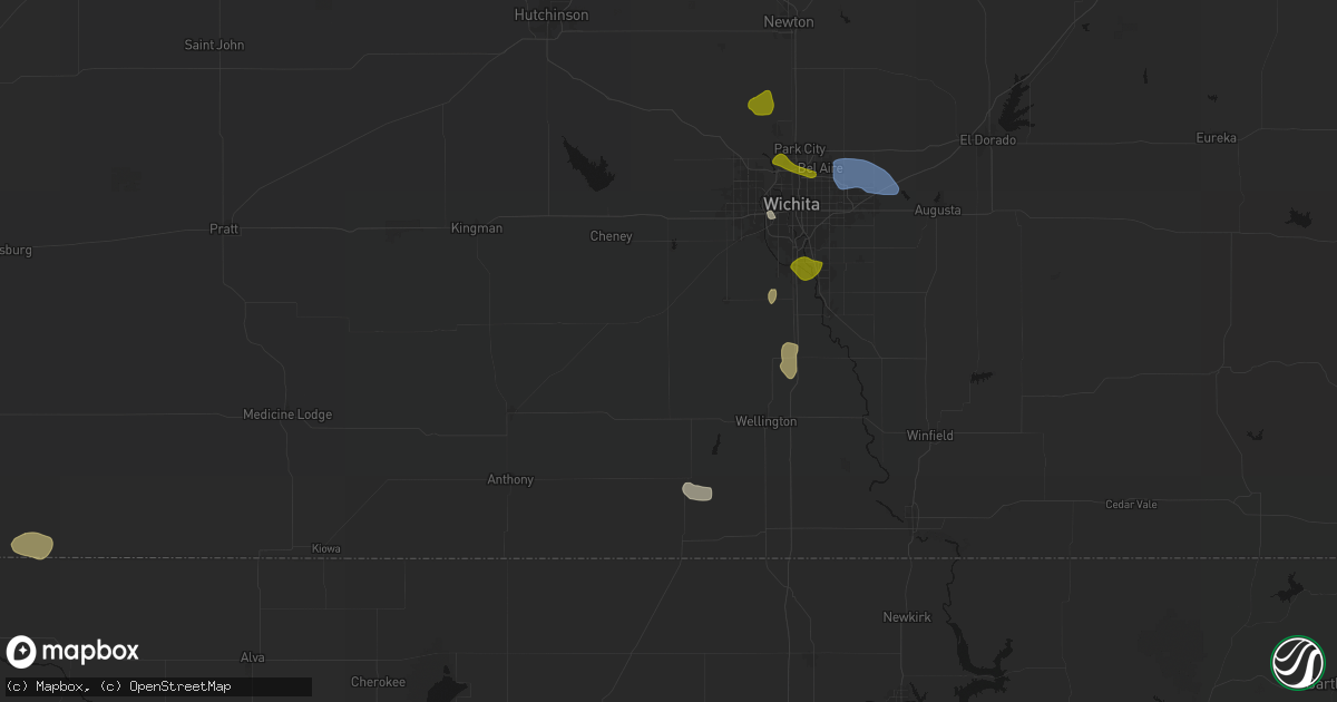 Hail map in Conway Springs, KS on August 6, 2026