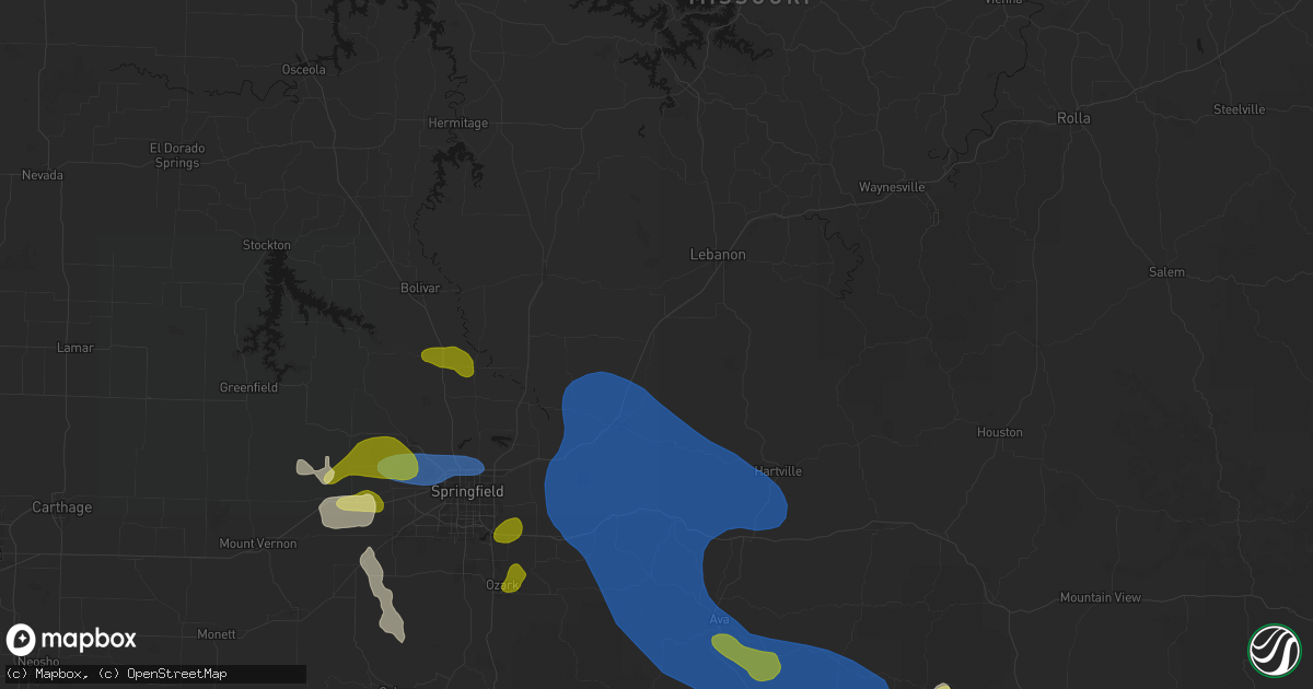 Hail map in Conway, MO on August 6, 2026