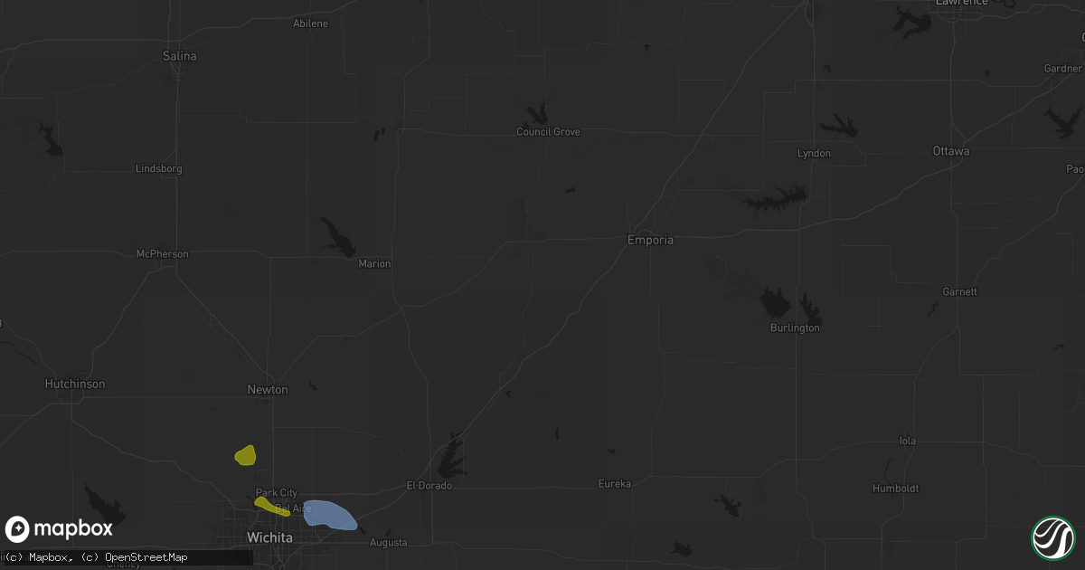 Hail map in Cottonwood Falls, KS on August 6, 2026