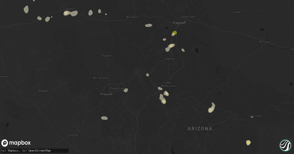 Hail map in Cottonwood, AZ on August 6, 2026