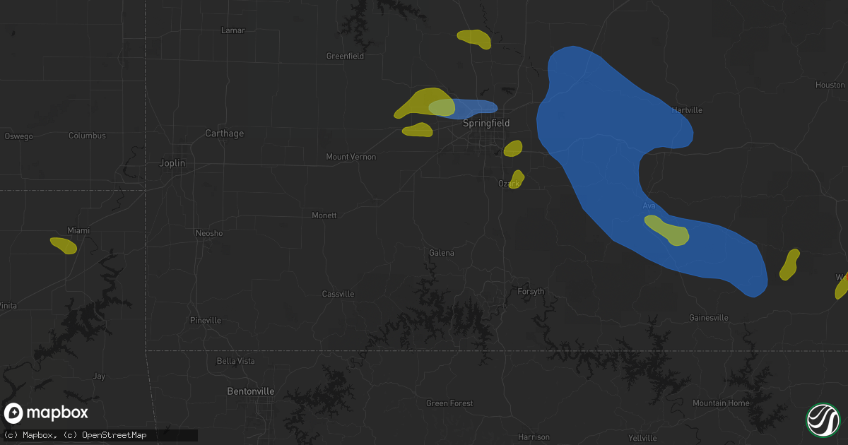 Hail map in Crane, MO on August 6, 2026