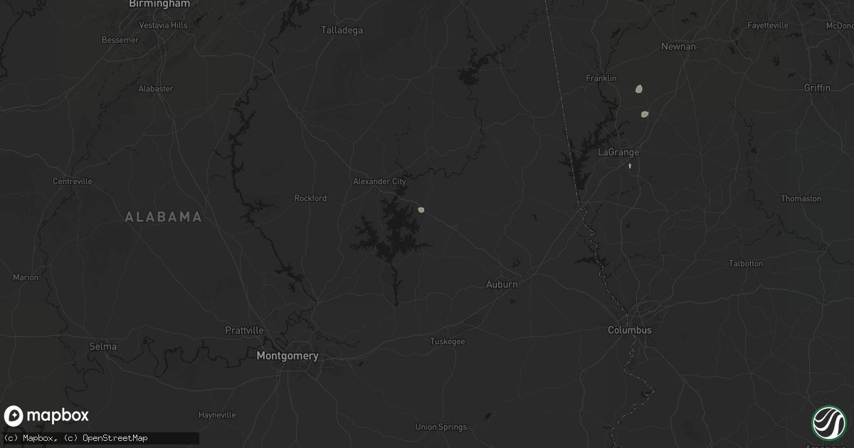 Hail map in Dadeville, AL on August 6, 2026