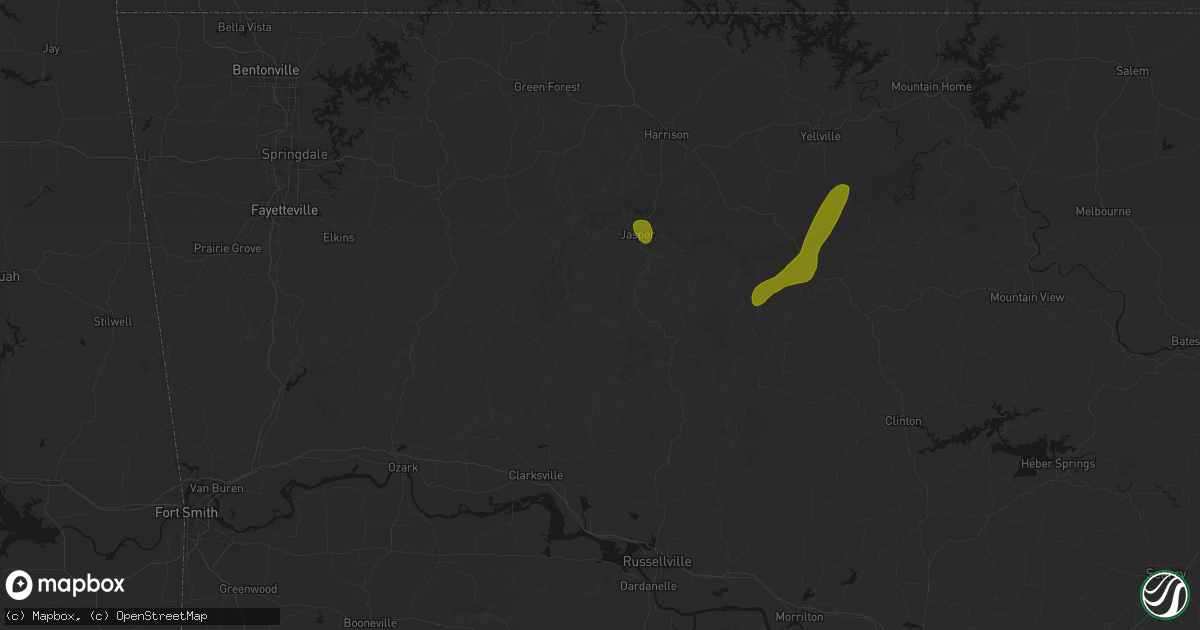 Hail map in Deer, AR on August 6, 2026