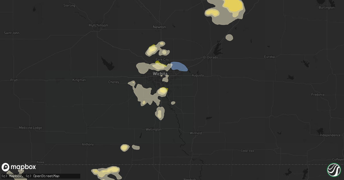 Hail map in Derby, KS on August 6, 2026