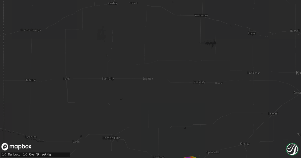 Hail map in Dighton, KS on August 6, 2026