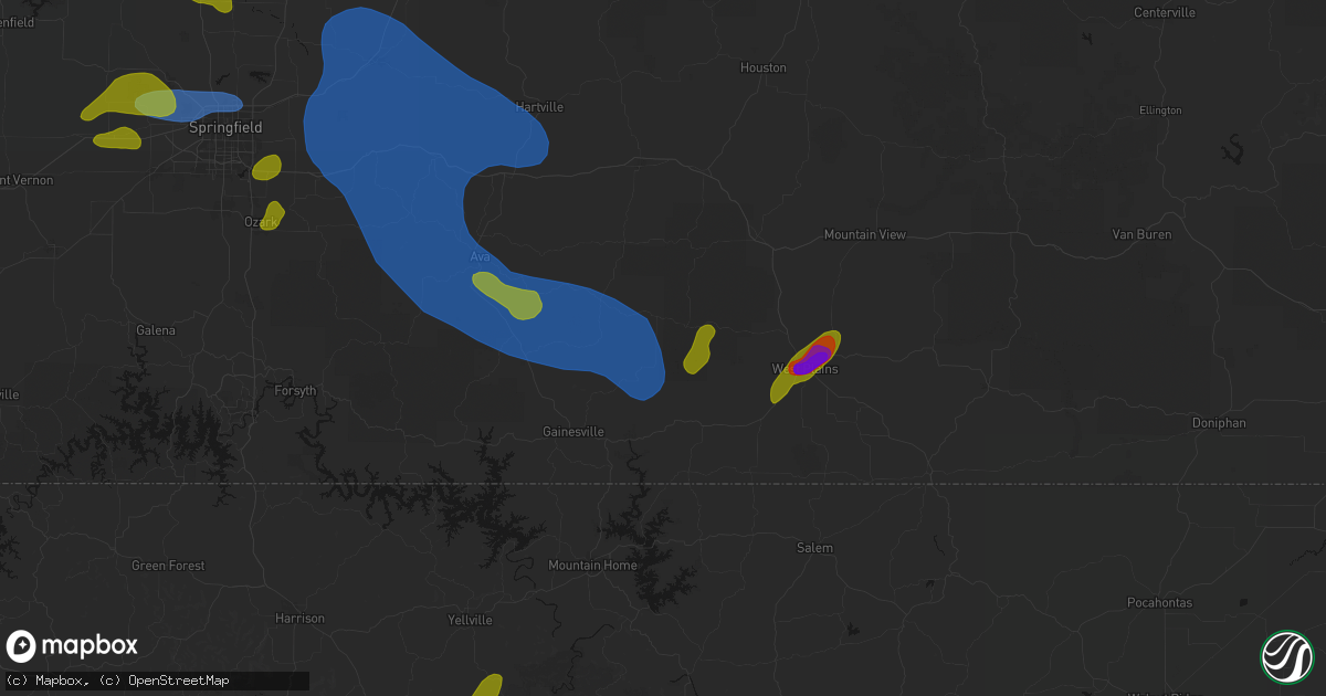 Hail map in Dora, MO on August 6, 2026