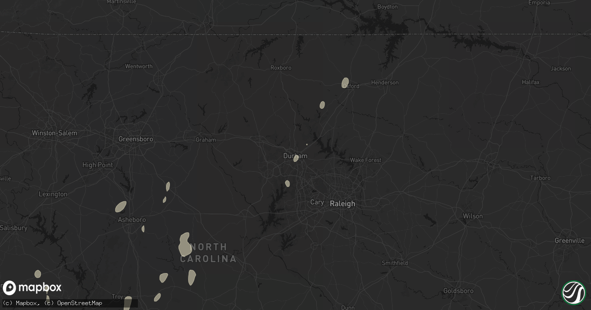 Hail map in Durham, NC on August 6, 2026