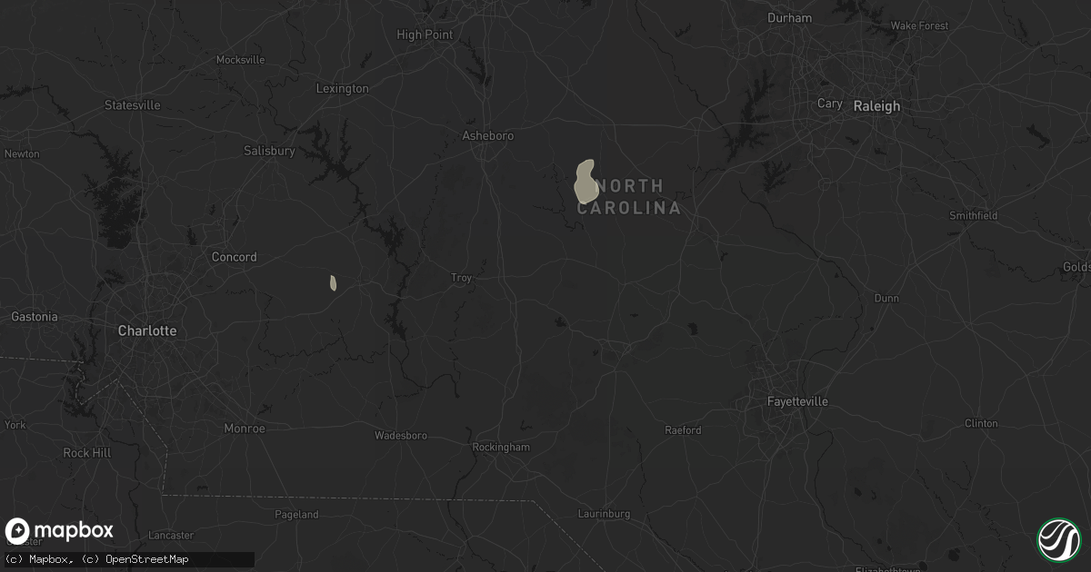 Hail map in Eagle Springs, NC on August 6, 2026