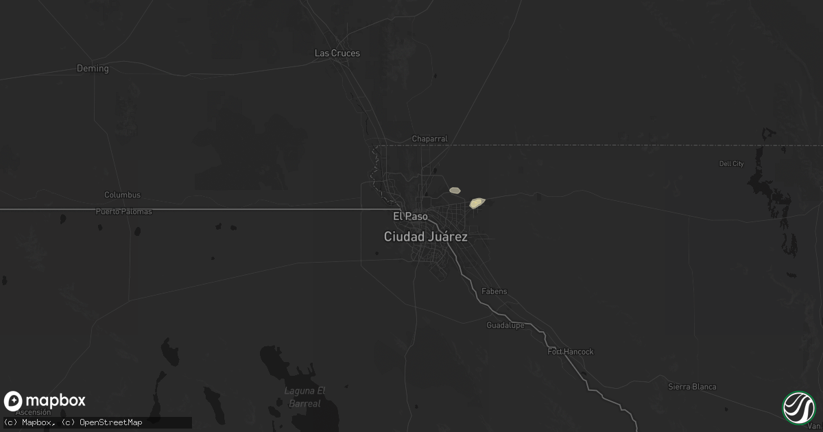 Hail map in El Paso, TX on August 6, 2026