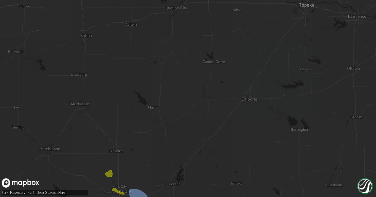 Hail map in Elmdale, KS on August 6, 2026
