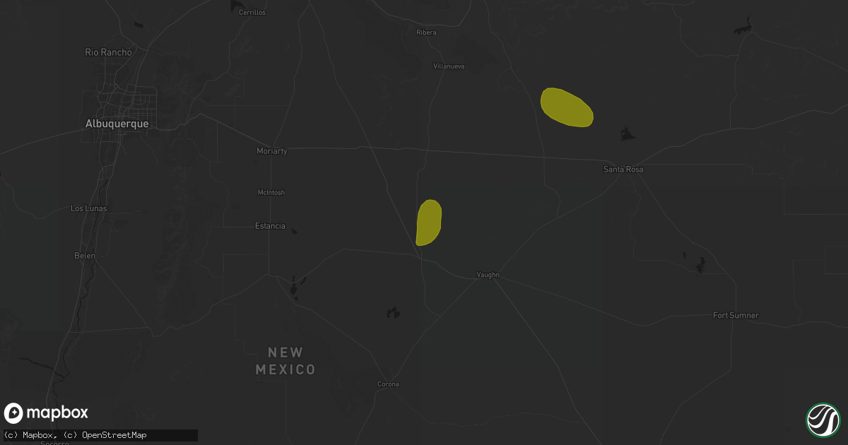 Hail map in Encino, NM on August 6, 2026