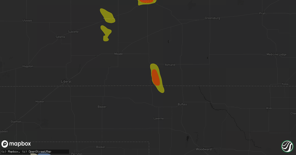 Hail map in Englewood, KS on August 6, 2026