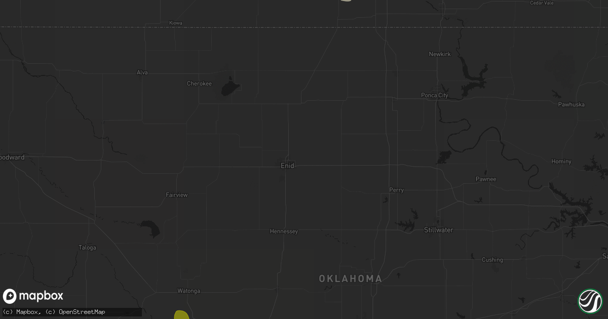 Hail map in Enid, OK on August 6, 2026