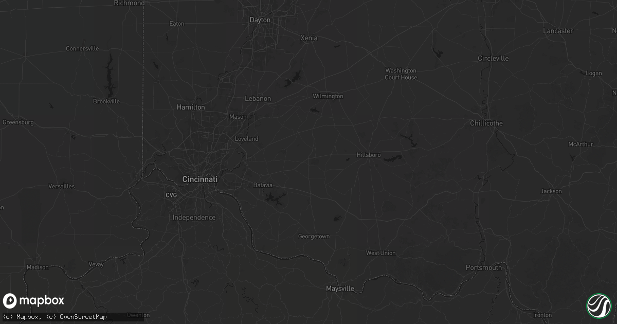 Hail map in Fayetteville, OH on August 6, 2026