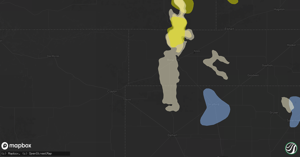 Hail map in Felt, OK on August 6, 2026
