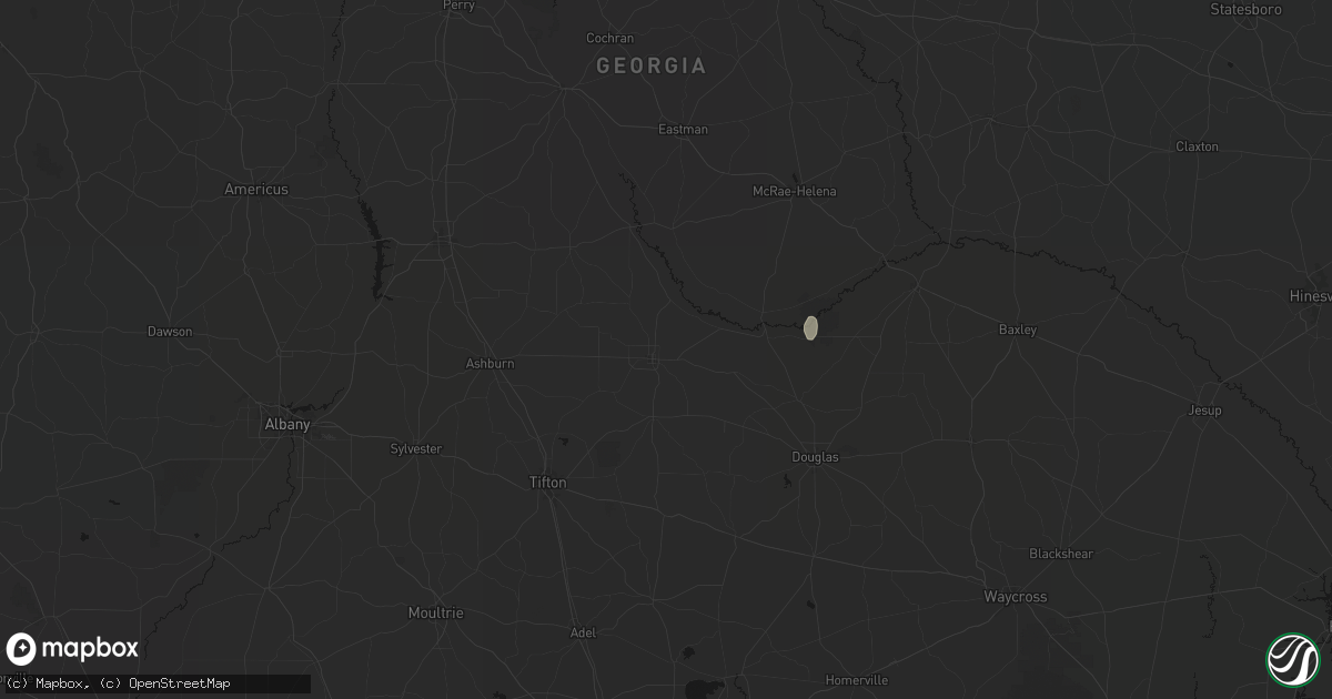 Hail map in Fitzgerald, GA on August 6, 2026