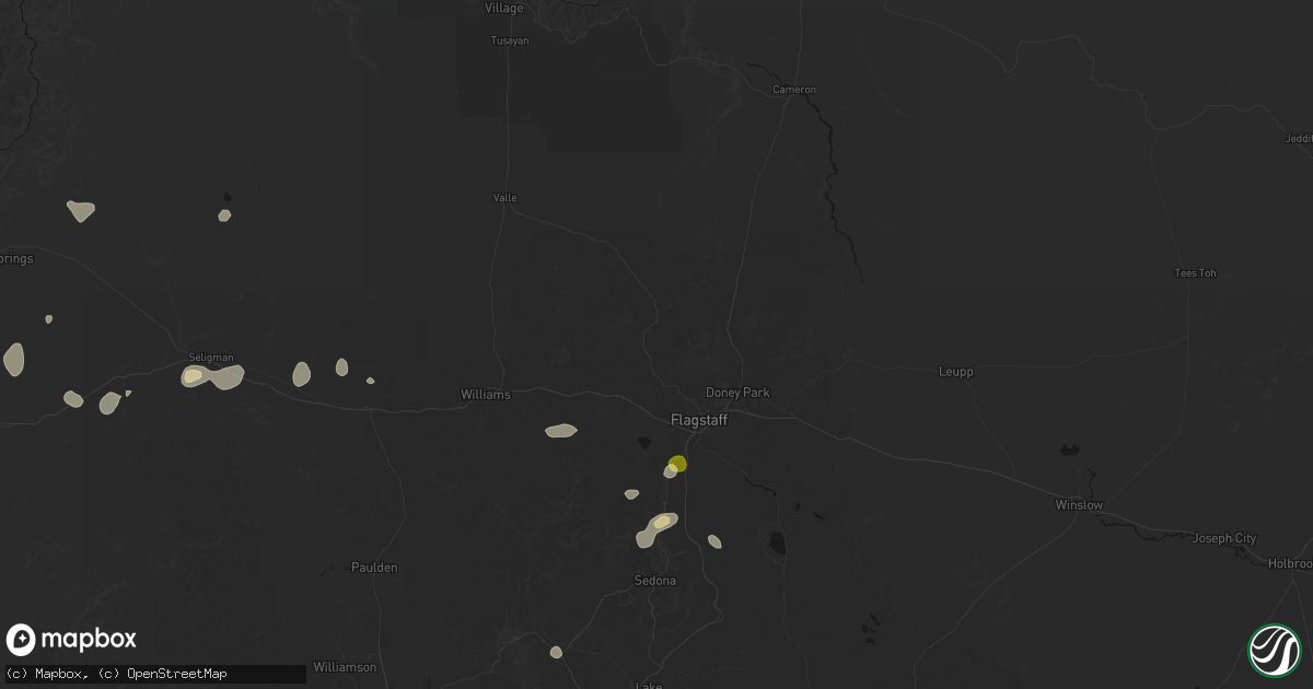Hail map in Flagstaff, AZ on August 6, 2026