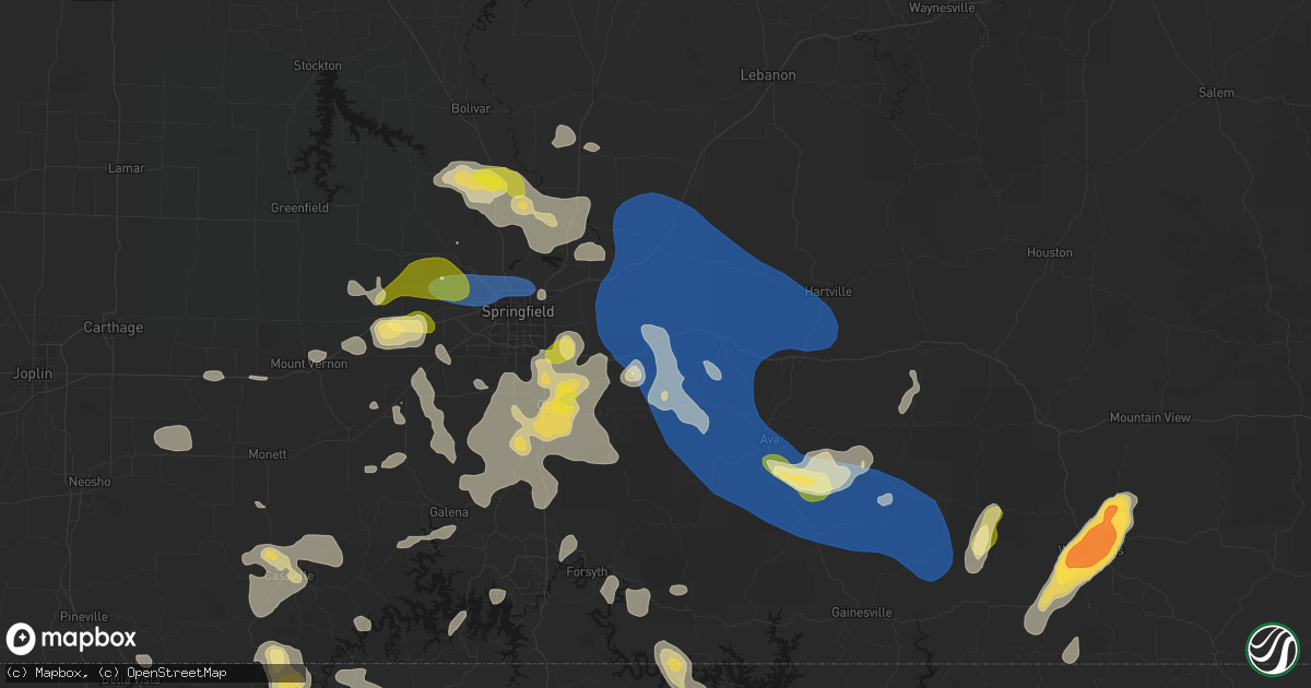 Hail map in Fordland, MO on August 6, 2026