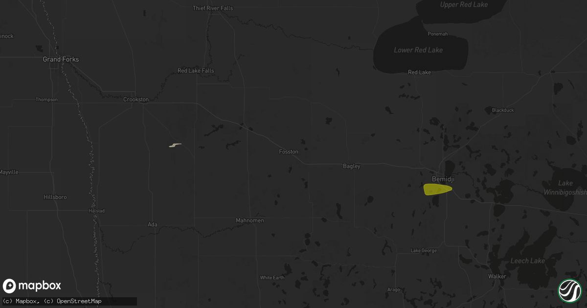 Hail map in Fosston, MN on August 6, 2026