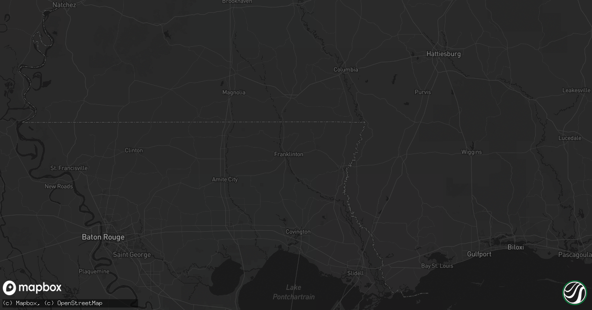 Hail map in Franklinton, LA on August 6, 2026