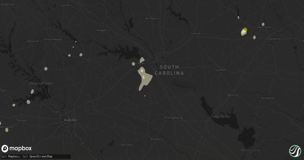 Hail map in Gaston, SC on August 6, 2026